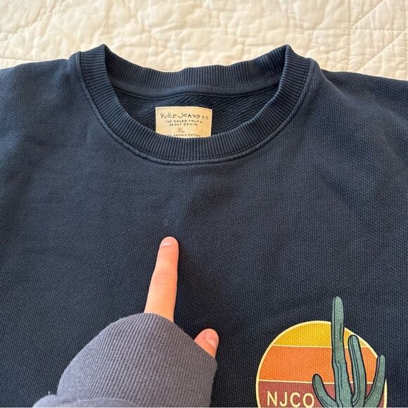 Nudie Jeans Lukas Cactus Crewneck Mens XL Long Sleeve Terry Crew - Picture 9 of 12